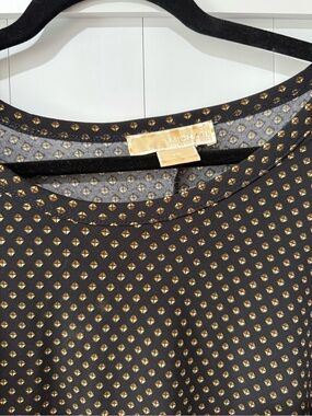 Michael Kors Blue and Gold Patterned Blouse